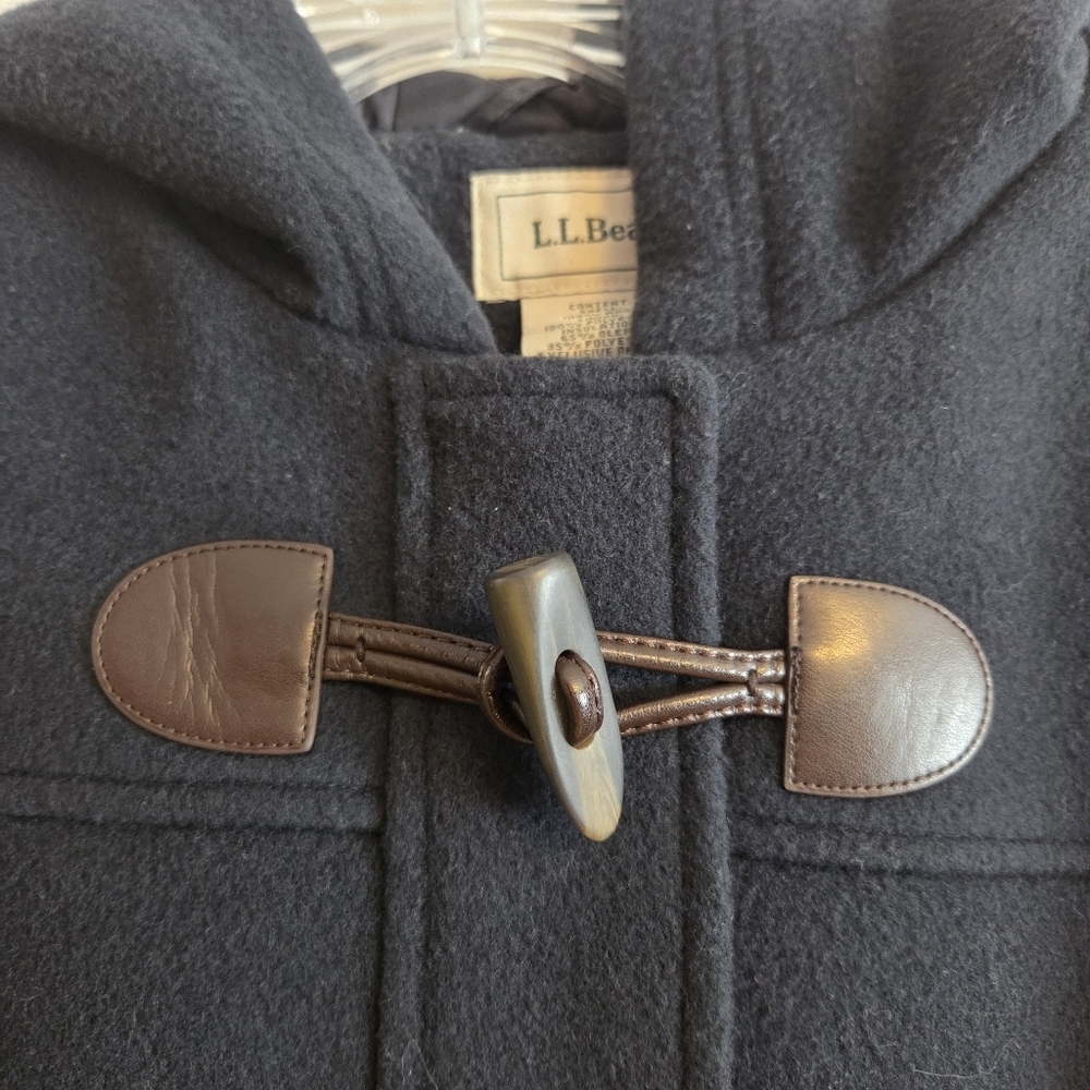 L.L. BEAN Lambswool Thinsulate Navy Duffel Toggle Coat Size 14 Petite - Picture 5 of 12